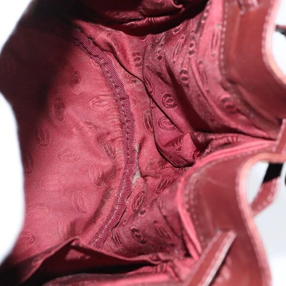 CARTIER Must Line Shoulder Bag Leather Bordeaux Gold Auth 133861 - Picture 10 of 16